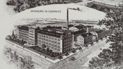 Ansicht der Aktienspinnerei (1911), Rathausfestschrift, Grundplan Areal Straße der Nationen, Quelle: Stadtarchiv Chemnitz